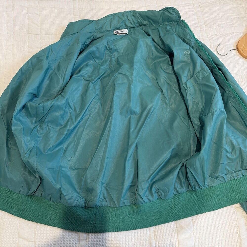 Vintage Lacoste Club Jacket Men Medium Teal Hood Nylon Windbreaker Hipster - Picture 11 of 14